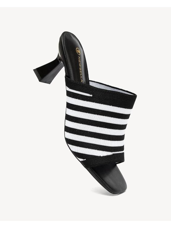 ALYSE Zebra Mesh Square-Toe Mule Women Women\'s Square Toe Heeled Sandals Chunky Zebra Pattern Kitten Heel Slip On